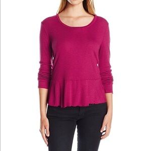 SPLENDID CODETTE MINI RIB PEPLUM TOP